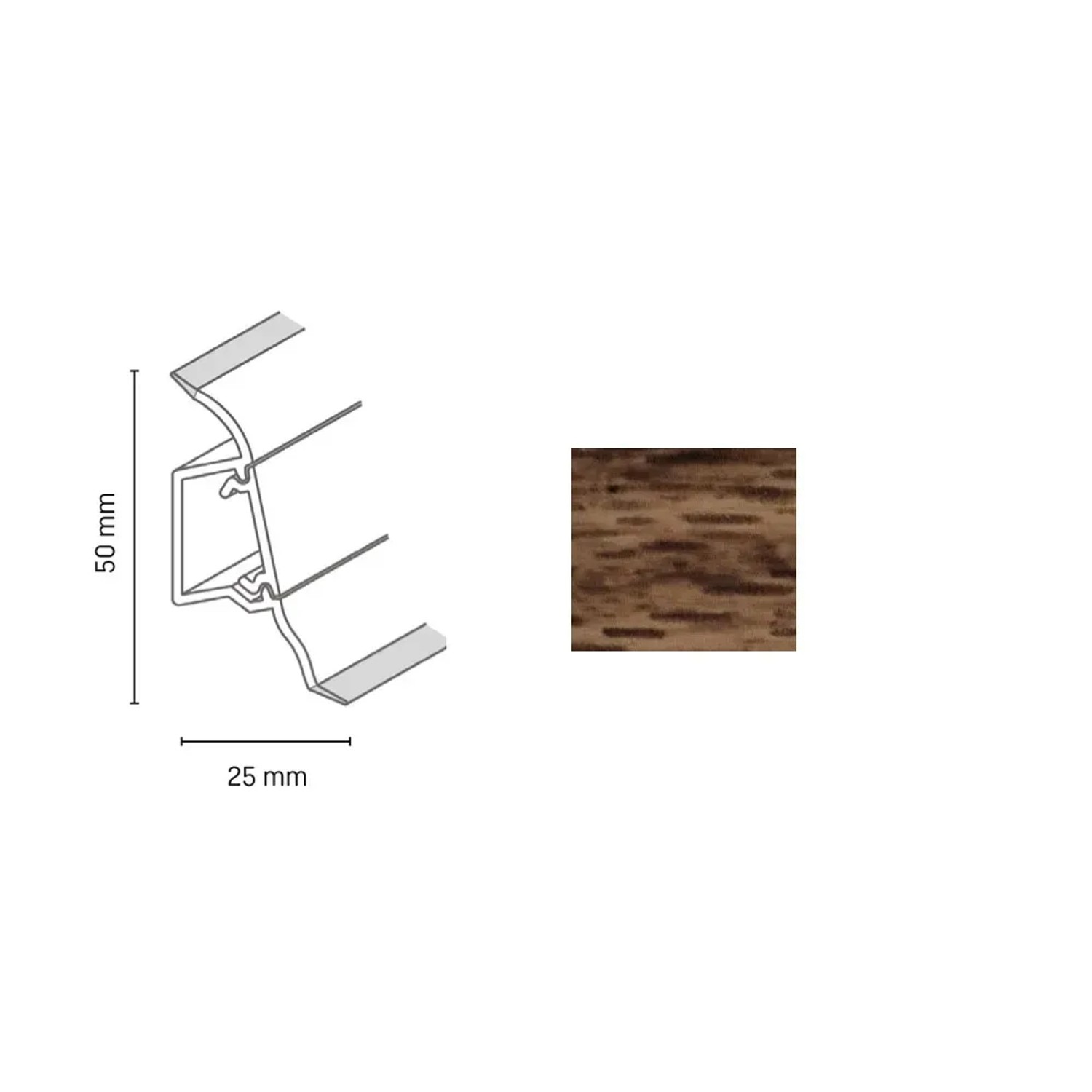 E-shop Döllken Profiles Lišta SLK 50 2128 dub tmavohnedý 50 x 25 x 2500 mm