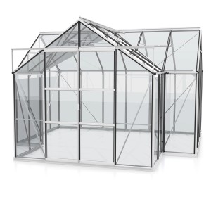 Skleník Vitavia Sirius s hliníkovým rámom a ESG zasklením, vrátane základu pre záhradu.