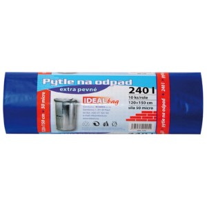Rolka modrých vriec na odpad, 240 litrov, extra silné, 10 kusov