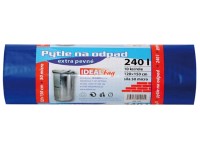 Vrece na odpad, extra pevné, modré, 120 x 150 cm, 240 l, 10 ks