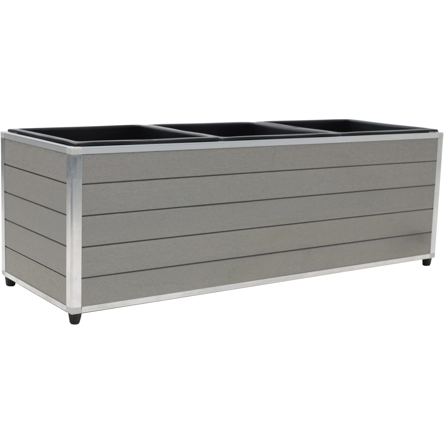 E-shop Kvetinový truhlík s 3 vyberateľnými vložkami, svetlo sivá, 78 x 27 x 27 cm