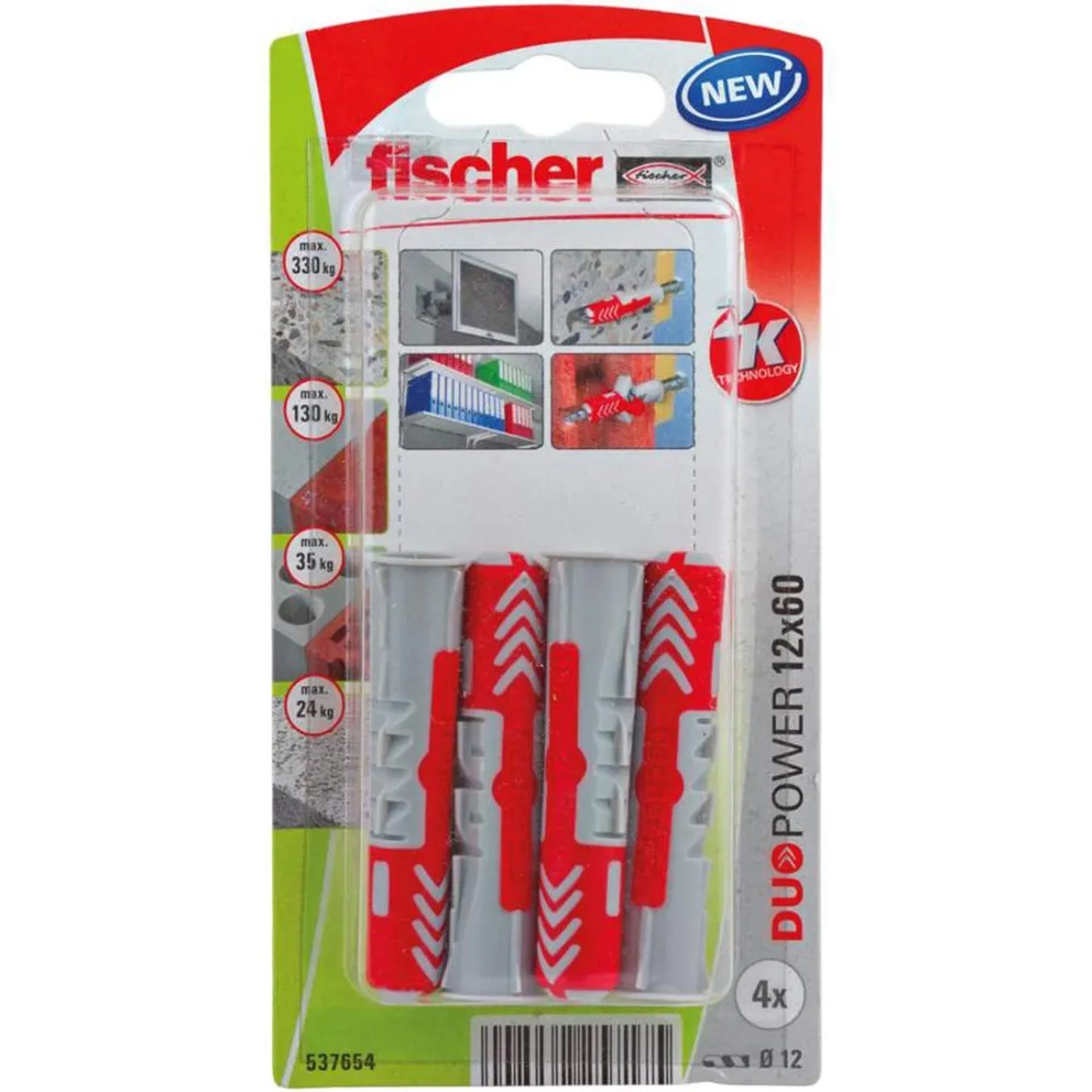E-shop Fischer Hmoždinka DuoPower 12 x 60 K NV, 4 ks