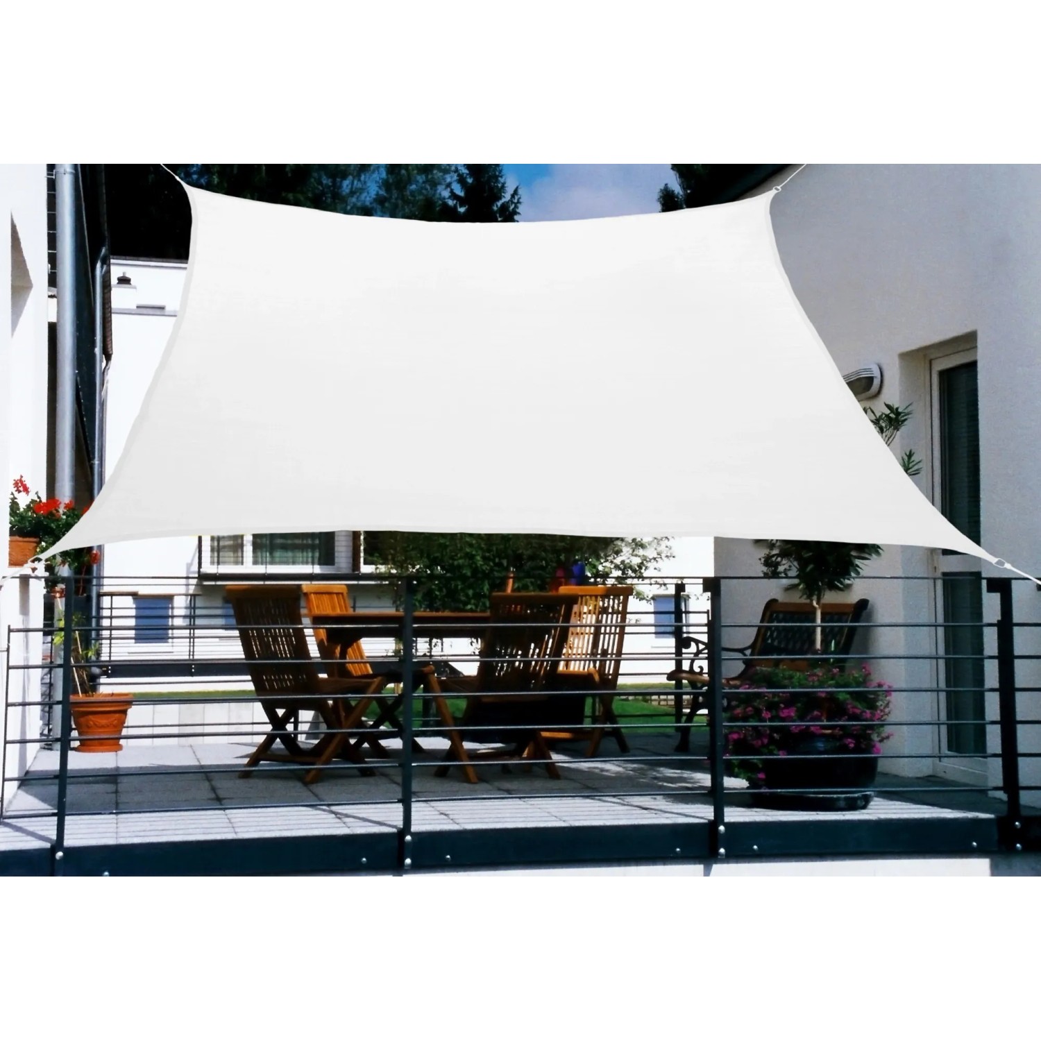 E-shop Floracord HDPE balkónová slnečná plachta 4rohá krémová biela 180 g/m2, 270x140cm