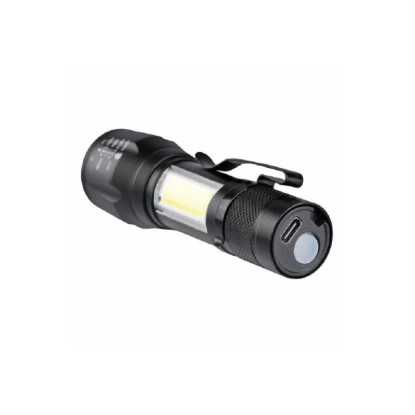 Solight LED svietidlo kovové, 150 + 60 lm, COB, nabíjacie, USB-C, čierna