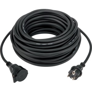 Predlžovací kábel čierny 1x zásuvka, 1x zástrčka, max. 3500 W, IP44, 25 m