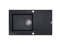 Carea Granitový drez s odkvapkávačom Omega 1C grafitový čierny 86 x 50 cm
