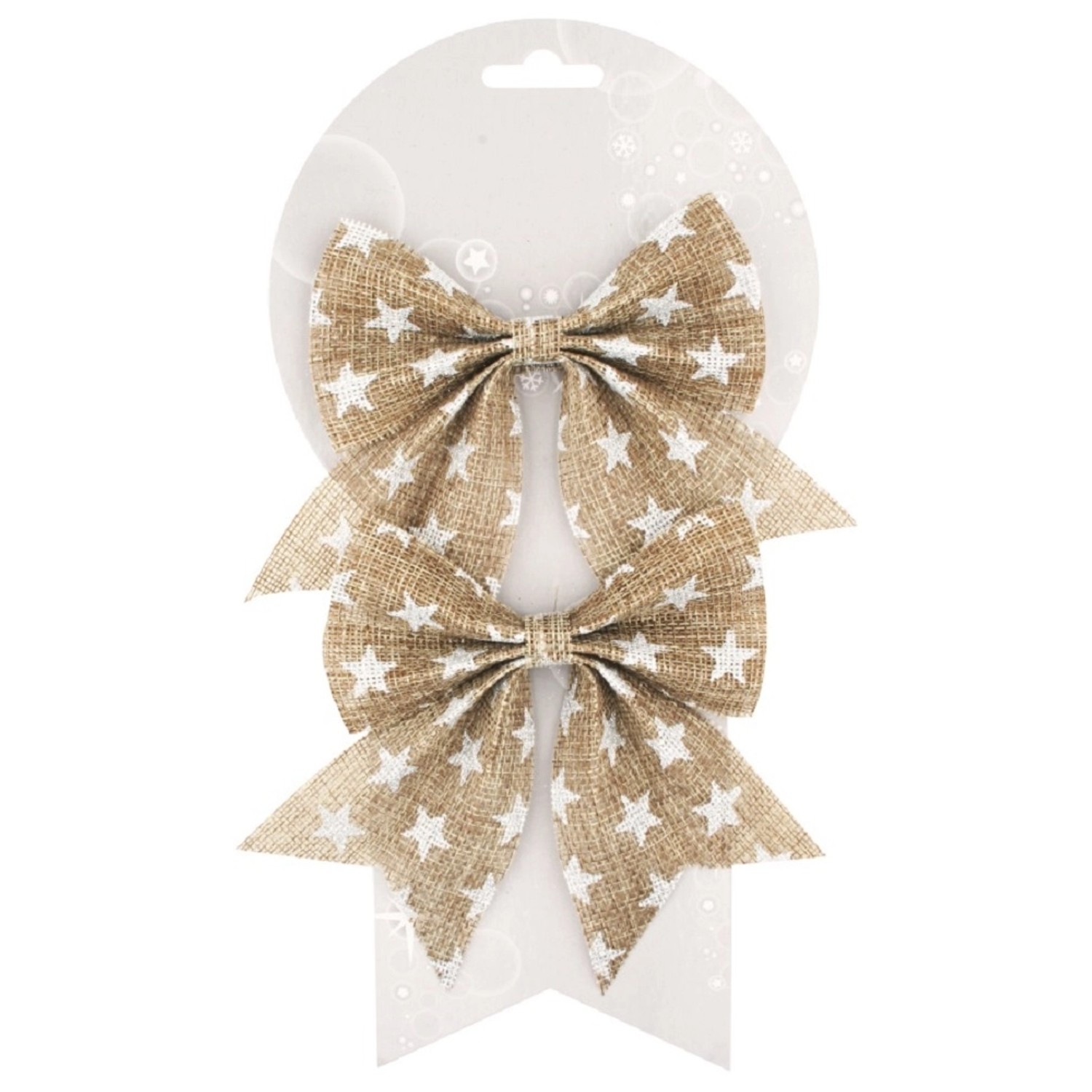 Mašľa jutová s hviezdičkami 14 cm, 2 ks