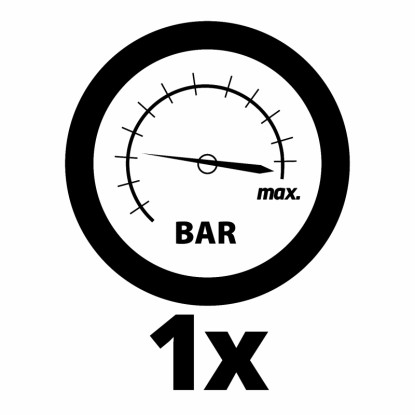 Manometer kompresora Einhell TC-AC 190/6/8, zobrazujúci maximálny tlak.