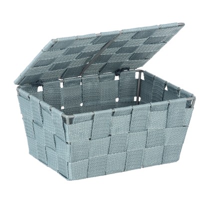 Wenko Úložný košík s vekom Adria, polypropylen, modrosivý, 19 x 10 x 14 cm