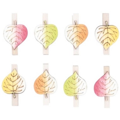 Anděl Přerov Listy drevené na kolíčku, 8 ks, 3,5 cm