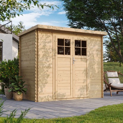 Timbela Drevený záhradný domček M310F+M310G s podlahou, so zámkom, 118 x 223 cm