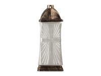 Náhrobná sklenená lampa dekor kríž, 34 cm + vklad 120 g Náhrobná sklenená lampa dekor kríž, 34 cm + vklad 120 g