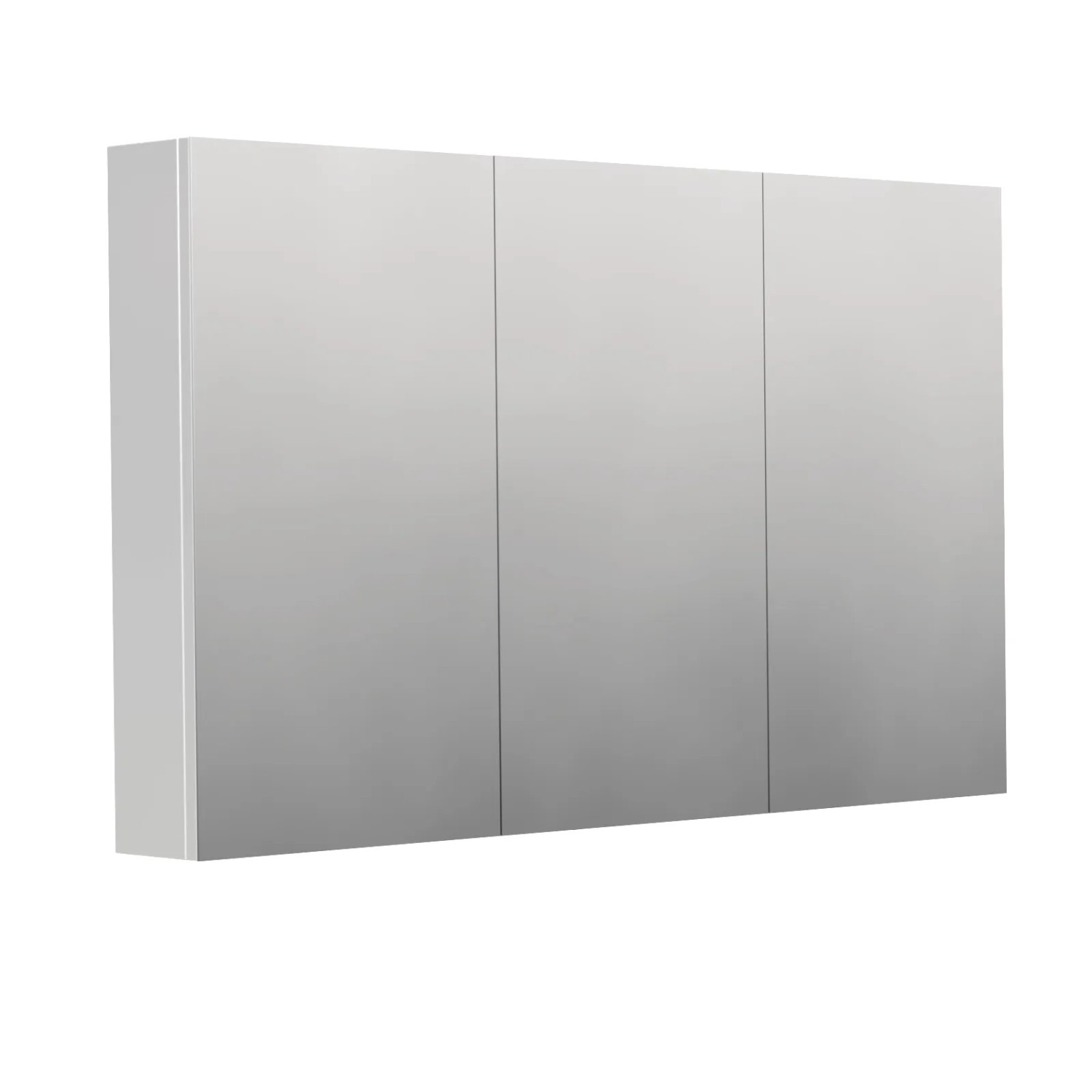 E-shop INTEDOOR Zrkadlová skriňa BEE, 3 dvere, el. zásuvka, IP44, š. 120cm, biela lesk