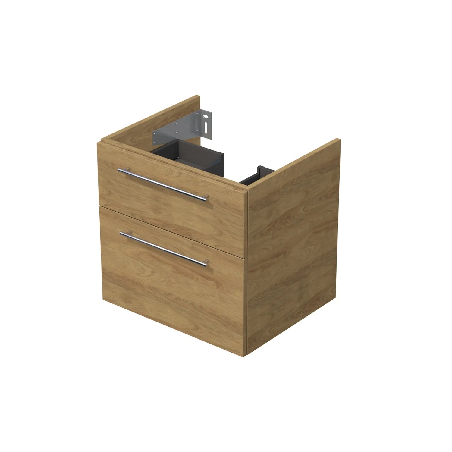 E-shop INTEDOOR Kúpeľ.skriňa pod dosku BEE, úchyt chróm, 2 zás., š. 60 cm, dub Hickory