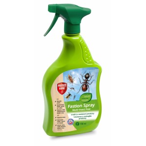 Zelená sprejová fľaša Fastion Spray na ničenie hmyzu.