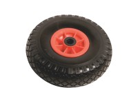 Kovové koleso s pneumatikou drážkový vzor, pr. 260 mm, červeno-čierne