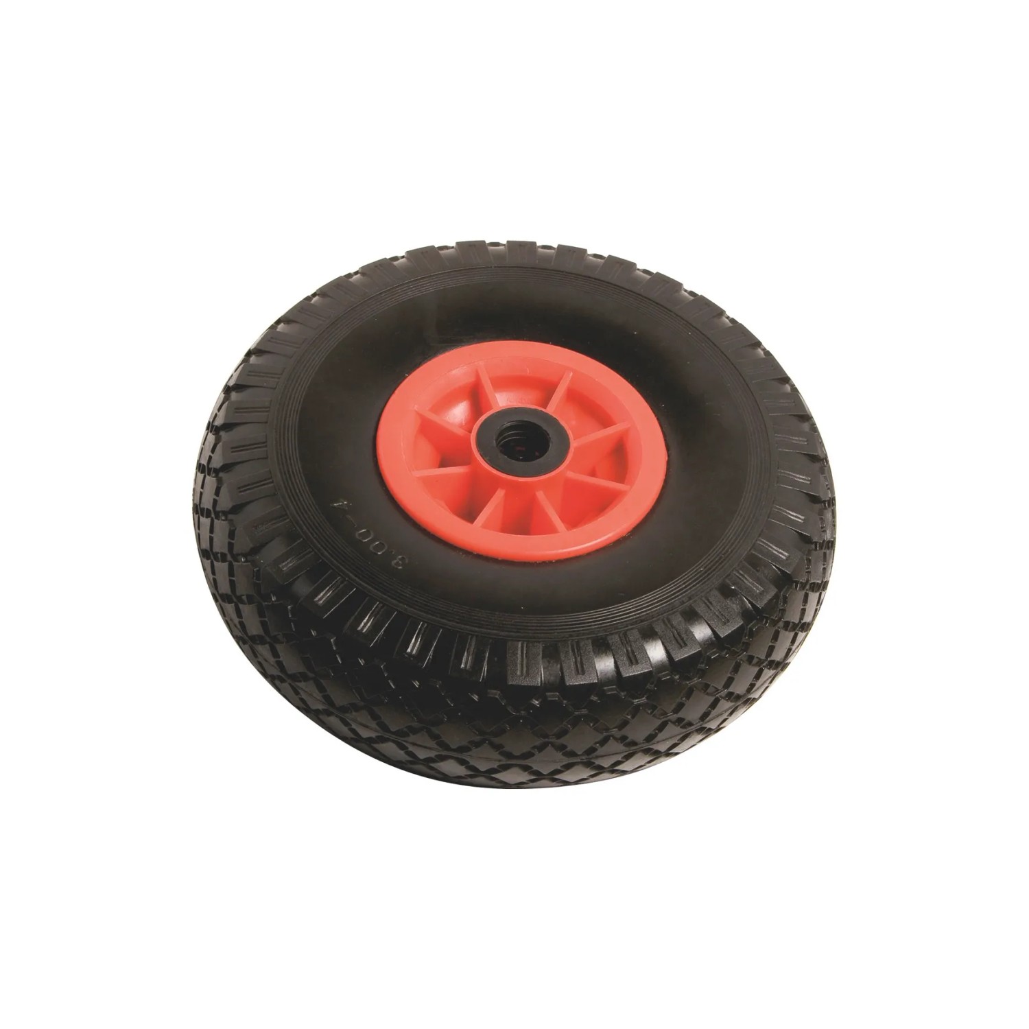 E-shop Kovové koleso s pneumatikou drážkový vzor, pr. 260 mm, červeno-čierne