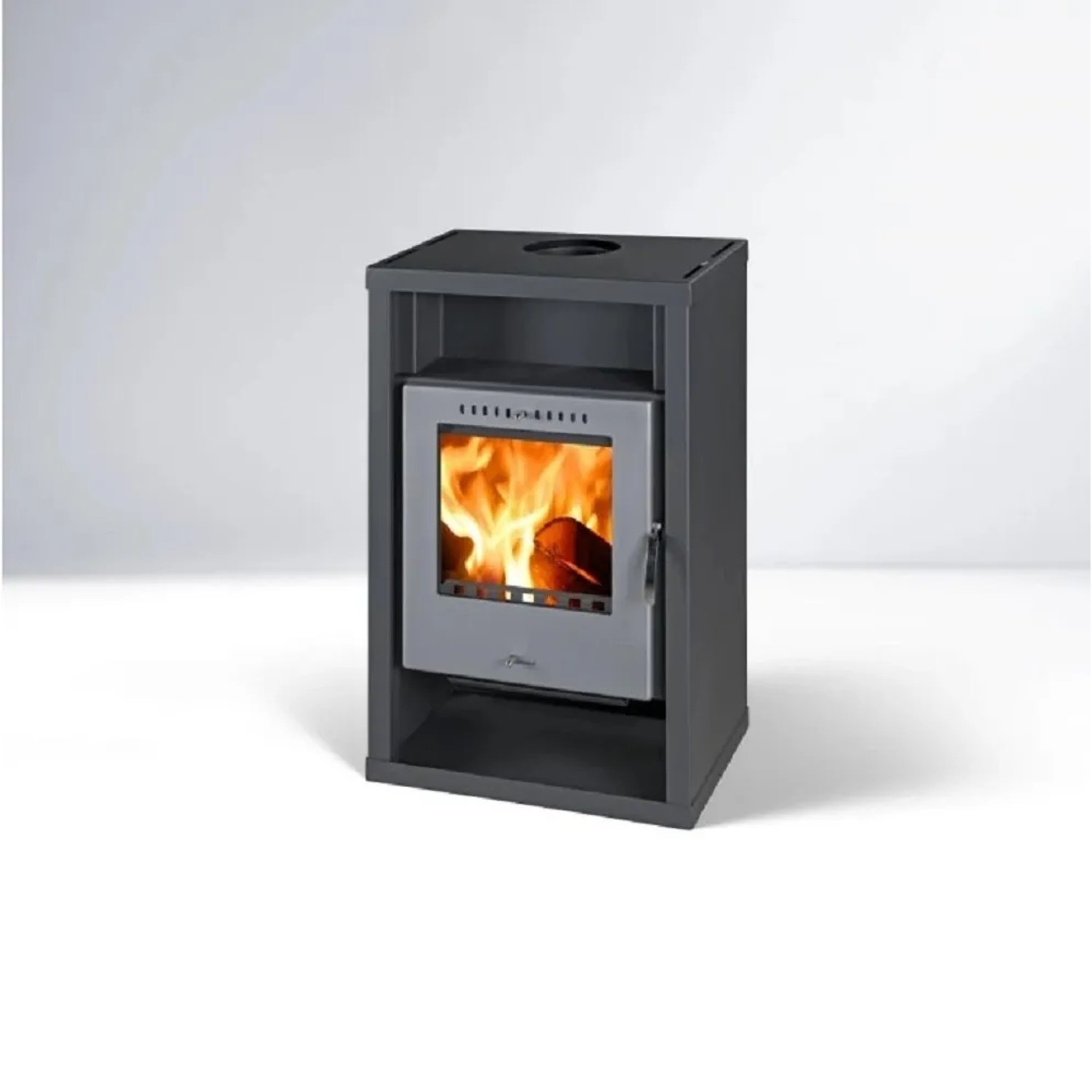 E-shop THORMA Krbové kachle HÖRBY, 7kW, čierna/sivé dvierka, 55,8 x 37,5 x 90,3 cm