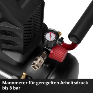 Detail: Kompresor Einhell TC-AC 190/24/8 I OF s manometrom a reduktorom tlaku.