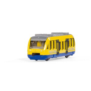 Žlto-modrá električka hračka od t.b.t. pre zábavu a hry.