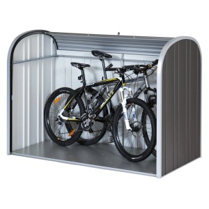 Biohort StoreMax 190, tmavosivá metalíza, s bicyklami. Univerzálny box pre záhradu, náradie a bicykle.