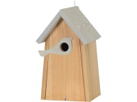 Vtáčia búdka s figúrkou vtáčika veľká FSC® hnedá/svetlosivá