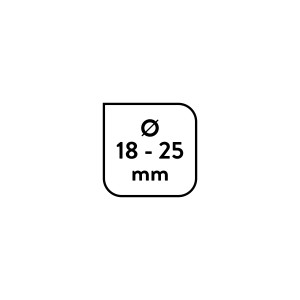 Symbol držiaka sprchy: Vhodné pre sprchové tyče s Ø 18-25 mm.