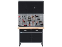 Küpper Dielenská sada 70420-9 - stolík, nástenná skrinka, dierovaná stena 120 cm