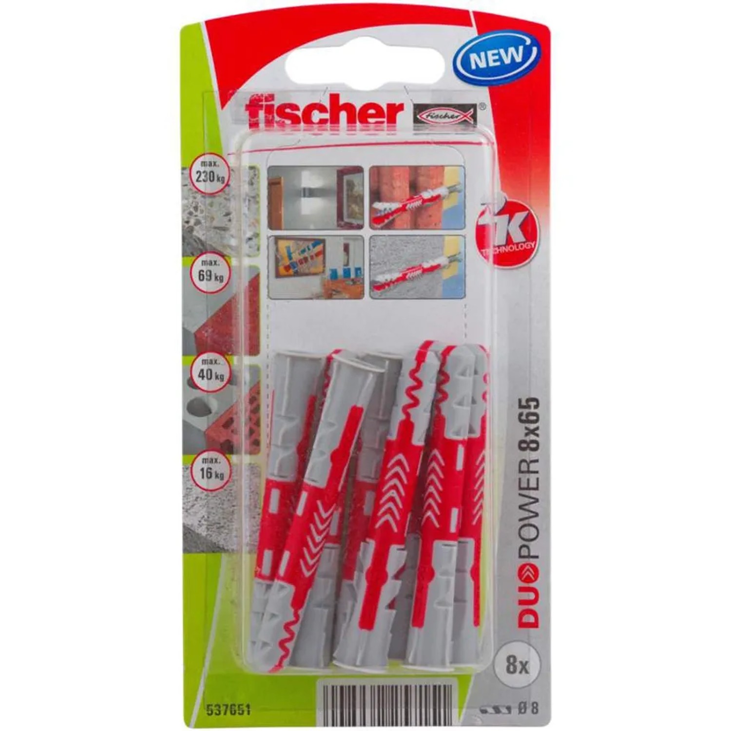 E-shop Fischer Hmoždinka DuoPower 8 x 65 K NV, 8 ks