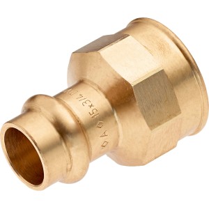 Prechodová tvarovka z červeného bronzu, 15 mm x 24,1 mm (Rp 3/4), pre lisovacie tvarovky.