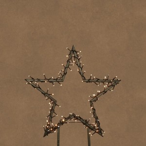 Čierna LED hviezda Luca Lighting (60x75cm) s teplým bielym svetlom. Ideálna vonkajšia vianočná dekorácia do záhrady.
