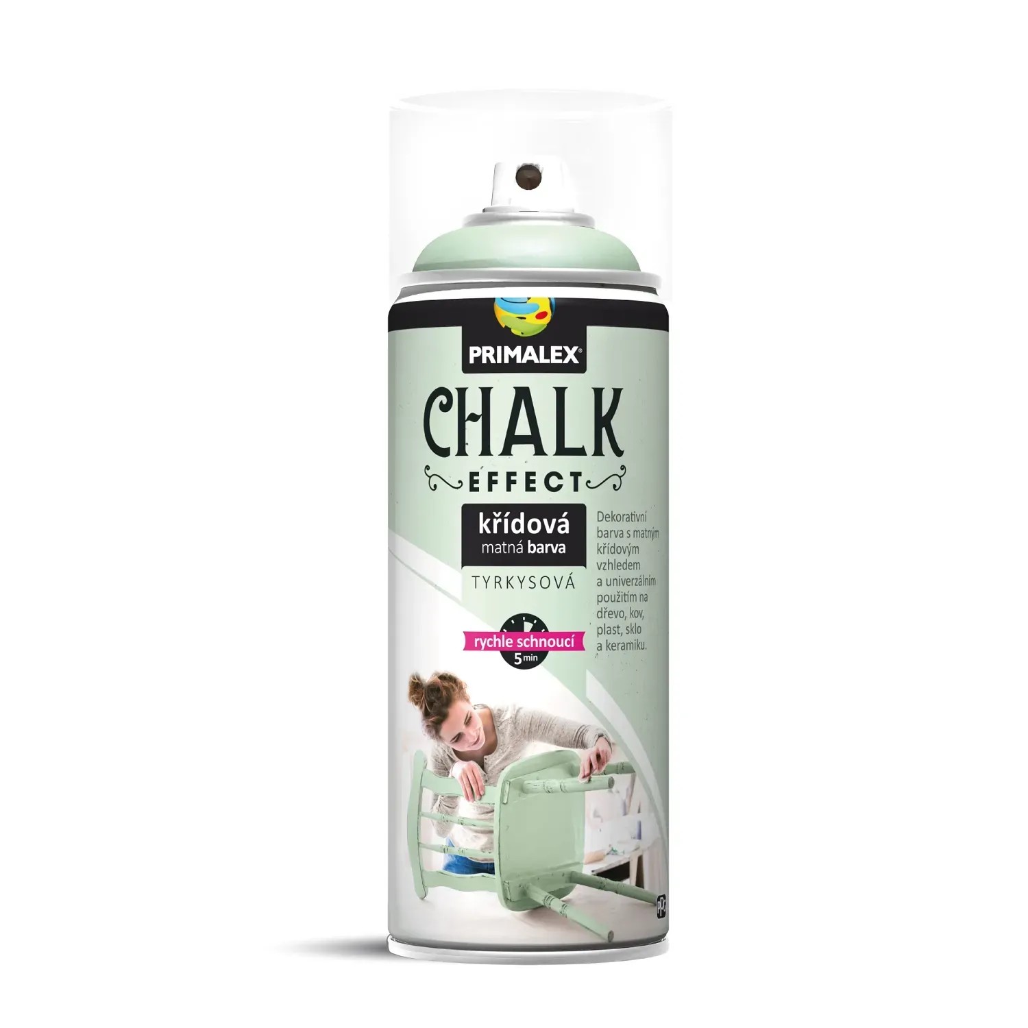 E-shop PRIMALEX Kriedová matná farba v spreji Chalk Effect tyrkysová 400 ml