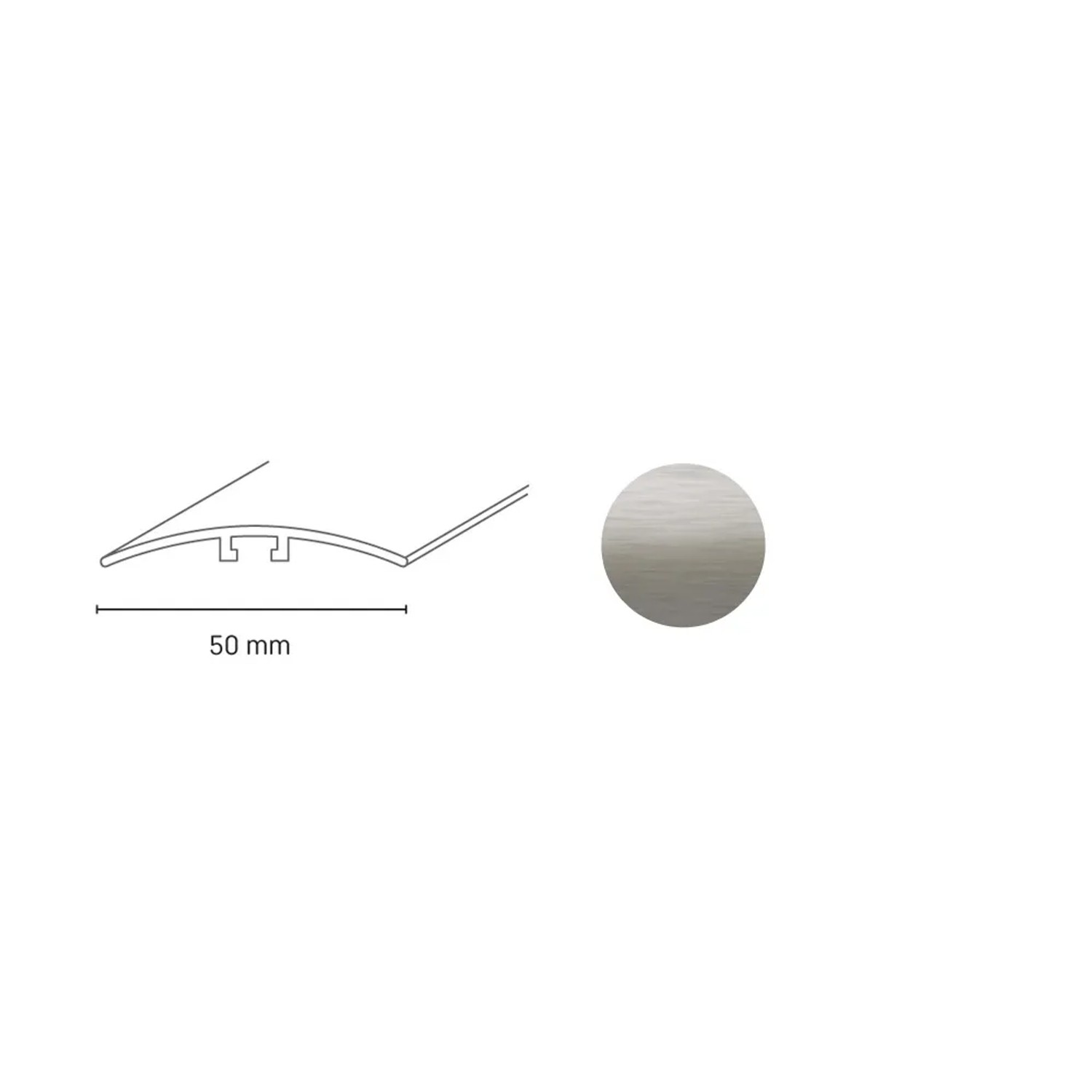 E-shop Döllken Profiles Prechodový profil DP 65 hmoždinka 50 x 930 mm, nerezový