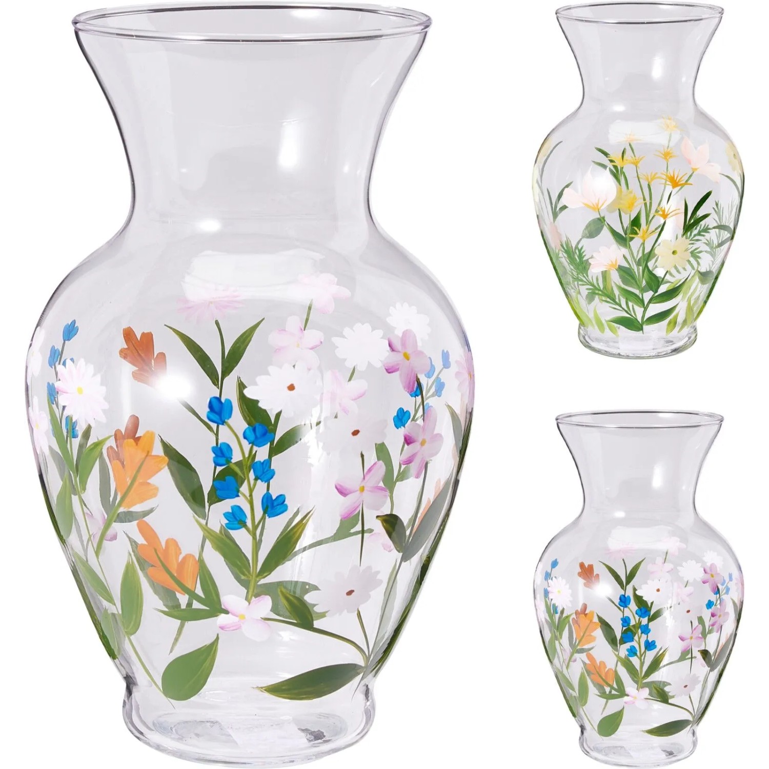 E-shop Koopman Váza s kvetinovou potlač. s rozšíreným hrdlom, rôzne druhy, pr.12,5x20cm