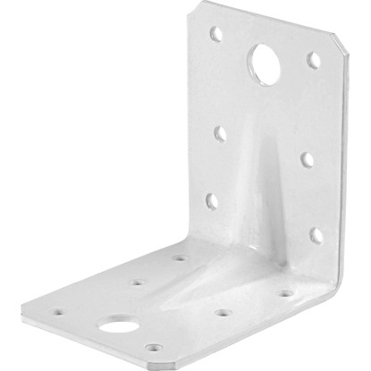 Spojovací uholník biely práškovaný nástrek 70 mm x 70 mm x 55 mm