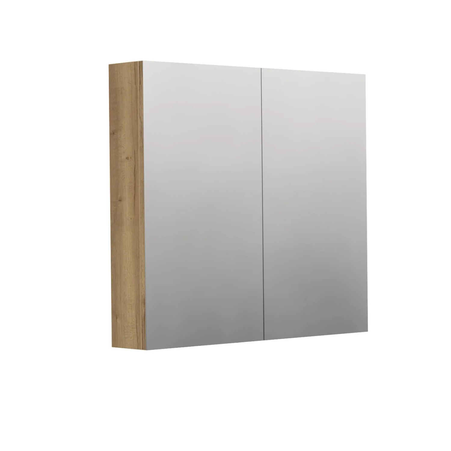 E-shop INTEDOOR Zrkadlová skriňa BEE, 2 dvere, el.zásuvka, IP44, š. 80cm, dub Halifax