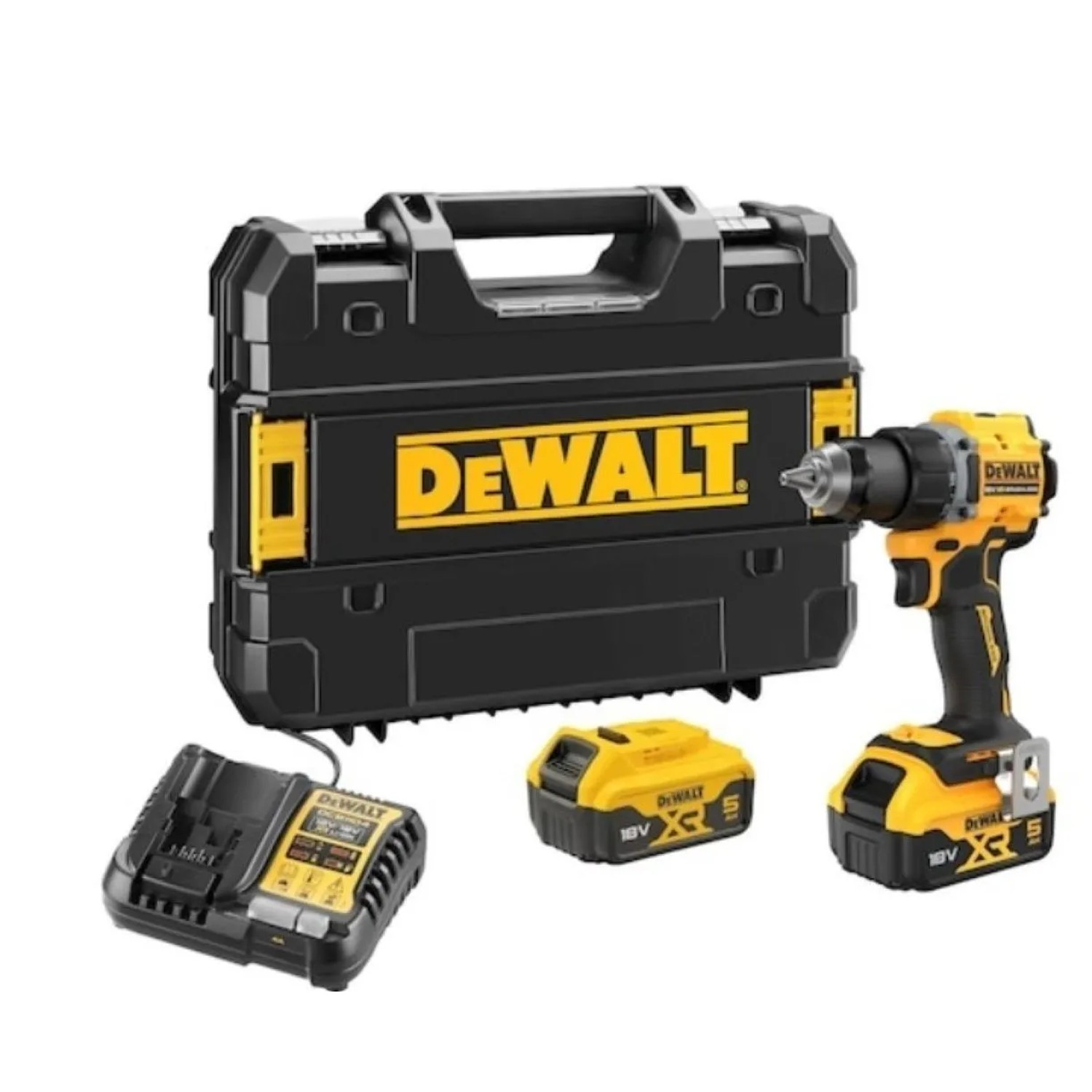 DeWALT 18V XR Aku bezuhlíkový vŕtací skrutkovač DCD794P2T-QW (2x5,0Ah, kufor)