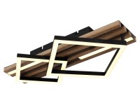 GLOBO Stropné LED svietidlo OBRIEN 25W 2580lm 3000K, čierna/drevo, 47,5 x 31 cm