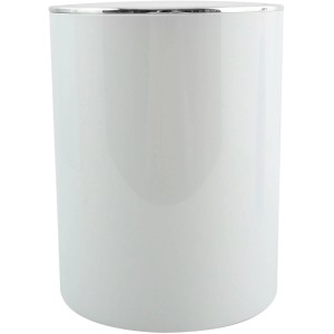 Biely kozmetický kôš (6 l) so strieborným okrajom. Jednoduchý dizajn.