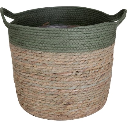 Obal na kvetináč s ušami, prírodná/zelená, pr. 30 cm