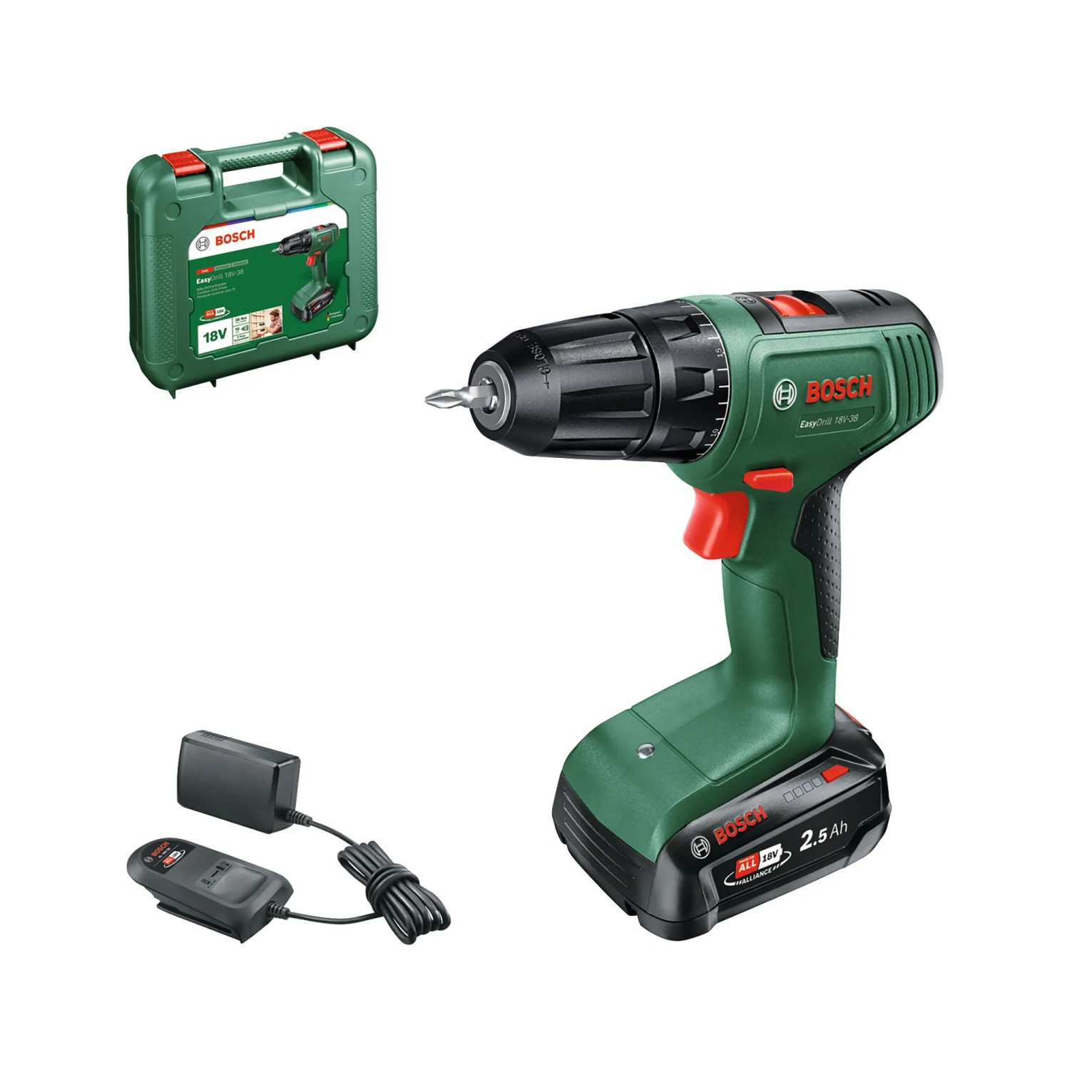 E-shop Bosch Aku vŕtací skrutkovač EasyDrill 18V-38 vr. 1 x 2,5 Ah aku + nabíjačka