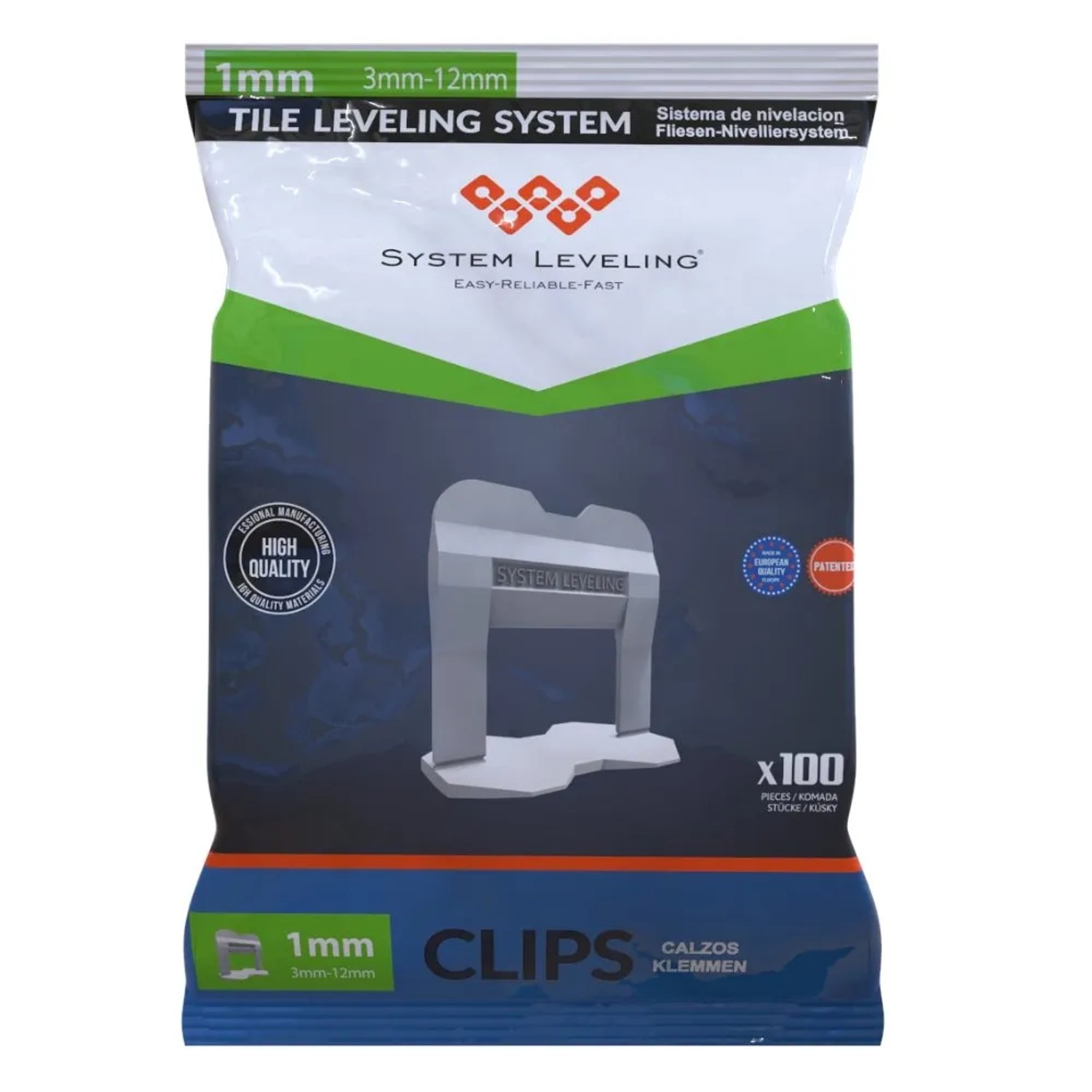 E-shop System Leveling Spona pre škáru 1,0 mm (3-12mm), 100 ks