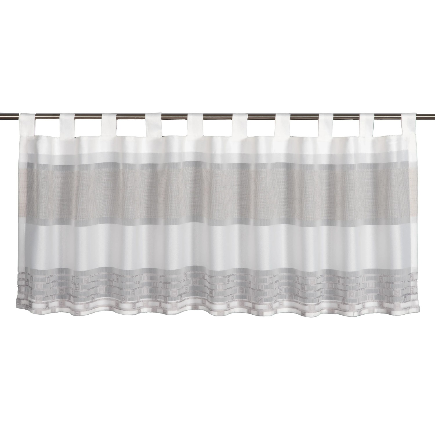 E-shop Sehlbach Vitrážová záclona s pútkami, žakárové pruhy, taupe, 140 x 45 cm