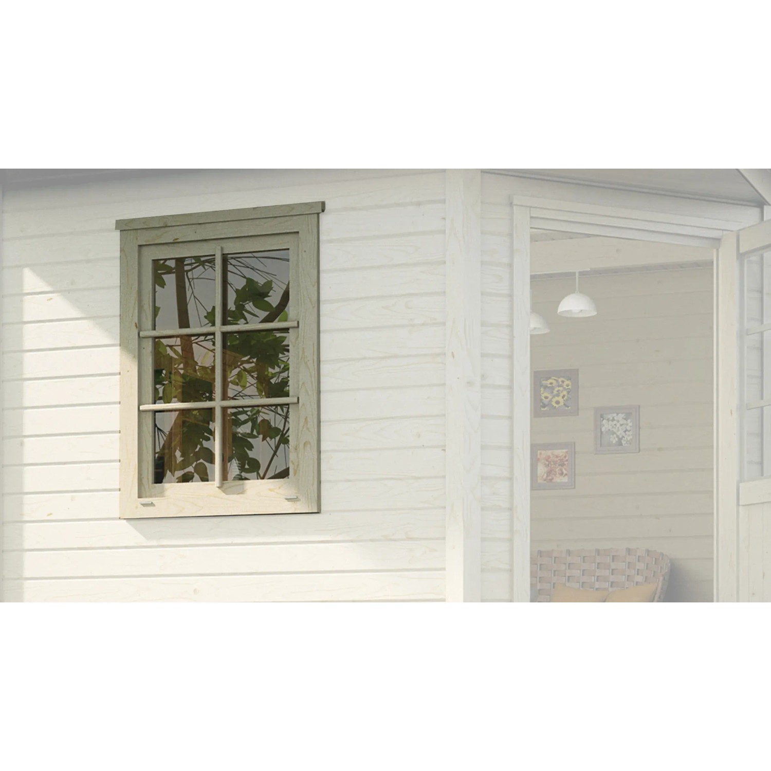 E-shop Weka Doplnkové okno pre dizajnový záhradný domček 213, prírodná, 84 x 113 cm