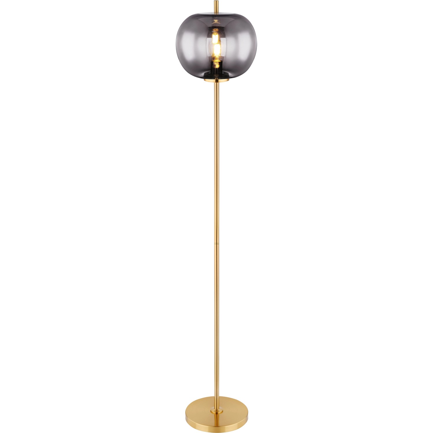 E-shop GLOBO Stojaca lampa BLACKY I mosadzná/dymová E27 60 W pr. 300 x 1600 mm