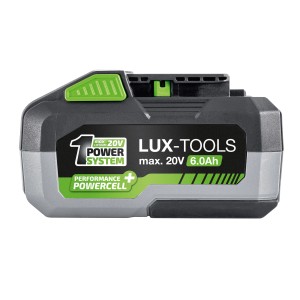 LUX 20 V batéria 1 PowerSystem 6.0 Ah pre elektrické náradie. Lítium-iónová batéria s indikátorom nabitia.