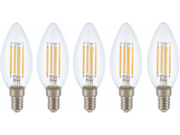 Filamentová LED žiarovka C35 E14 4,5 W 470lm 2700 K, číra, 5 ks