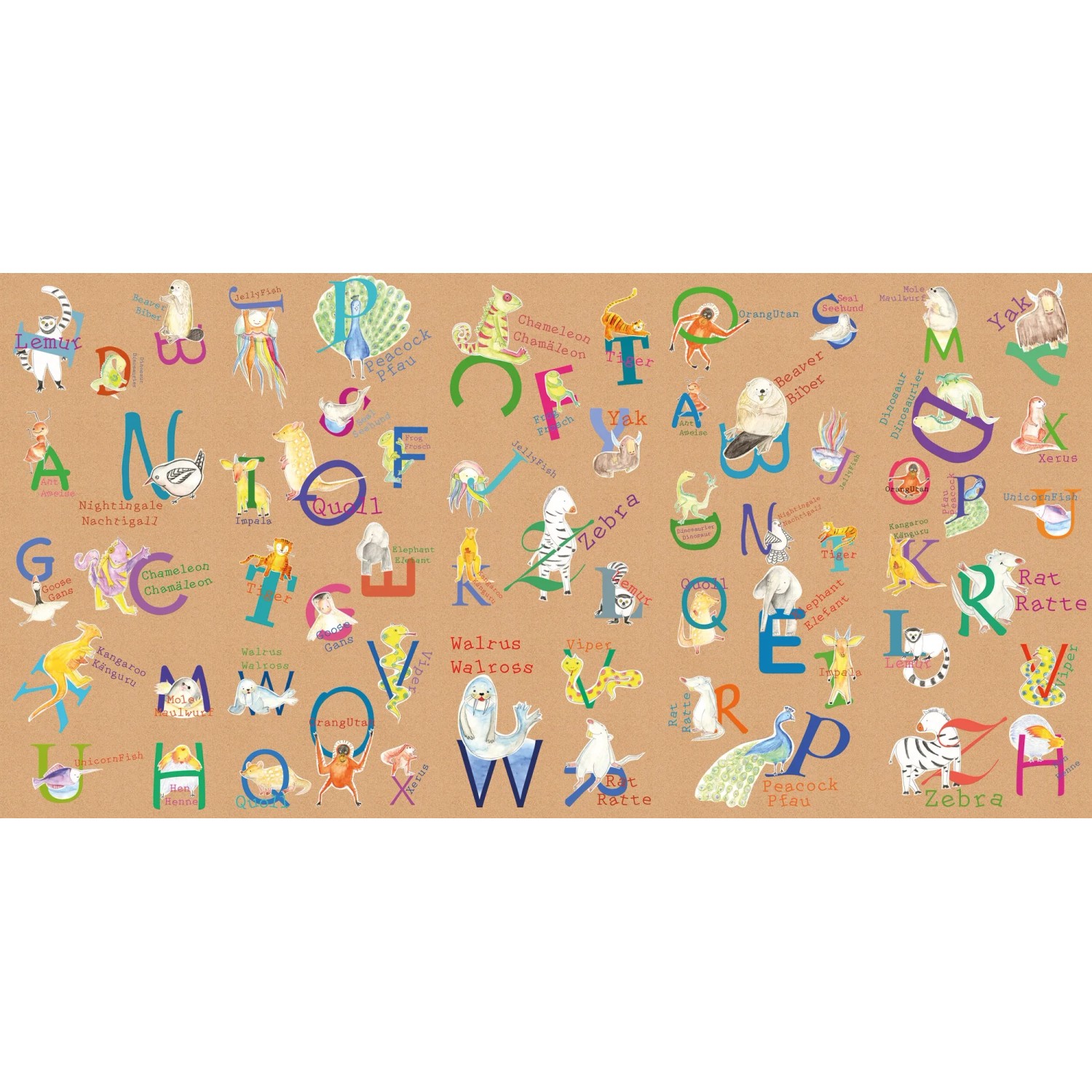 E-shop Komar Vliesová fototapeta Animals A-Z 500 x 250 cm