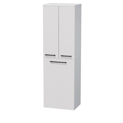 INTEDOOR Vysoká skriňa BEE, úchyt čierny, 2 dvere, kôš, š. 50 cm, biela 3D pruhy