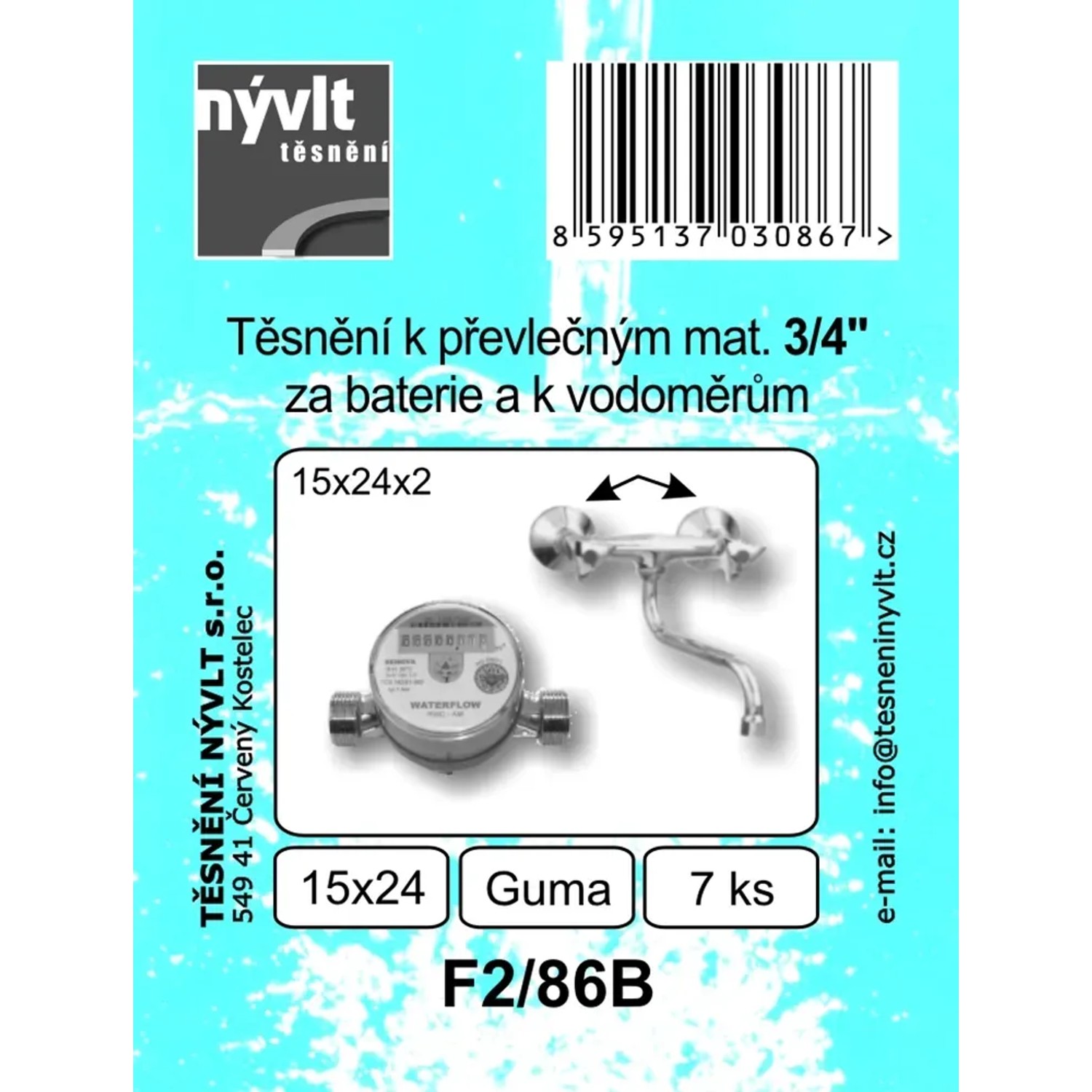 E-shop Tesnenie k prezlečeným maticiam 3/4 za batérie a k vodomerom guma, 7 ks